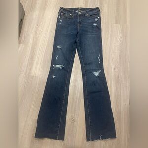 True religion BECCA Dark Blue Distressed Flare Jeans size 28